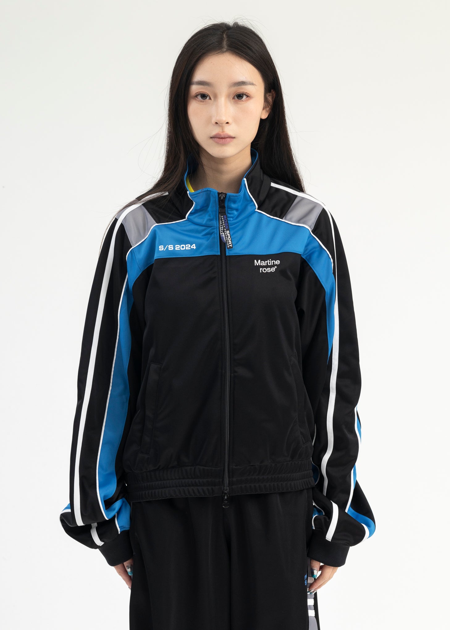 Martine Rose SHRUNKEN TRACK JACKET - BLACK/BLUE/GREY | Garmentory