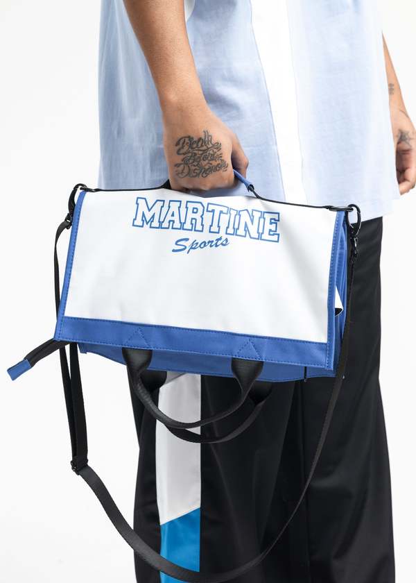 Martine Rose FOLDABLE CARRIER BAG - WHITE/BLUE | Garmentory
