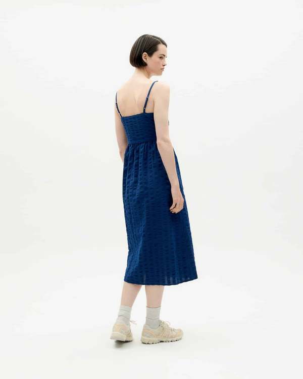 Thinking Mu Vestido Seersucker Paola - Azul | Garmentory