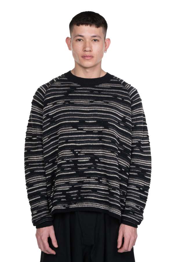 JAN JAN VAN ESSCHE 2トーン ラグランスウェット Jan-Jan Van Essche Linen/Cotton Crewneck Sweater - Black | Garmentory
