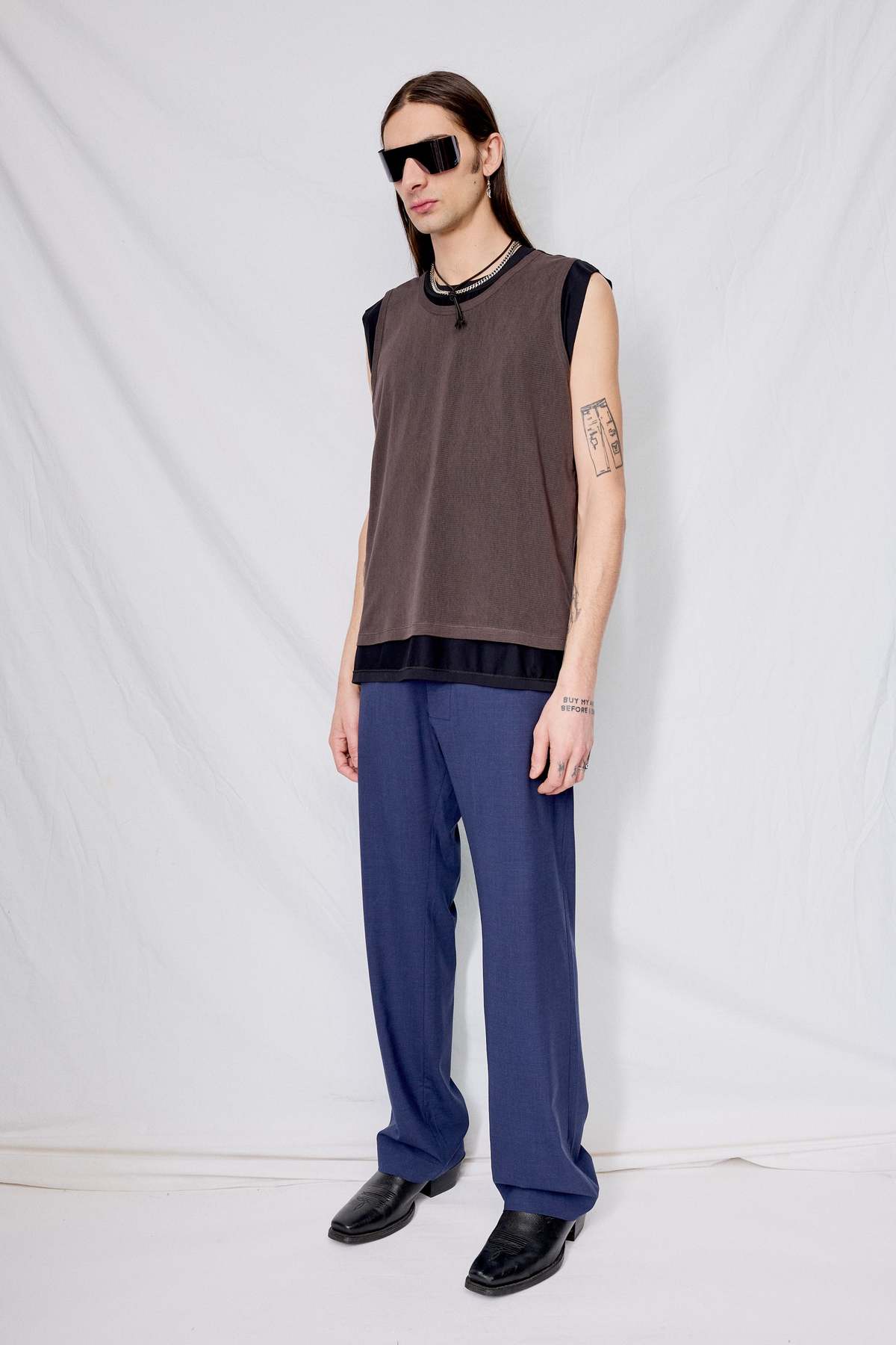 GABRIELA COLL GARMENTS LORO PIANA FINE 紺 GABRIELA COLL GARMENTS【 LORO PIANA FINE WOOL SLEEVELESS BLOUSE