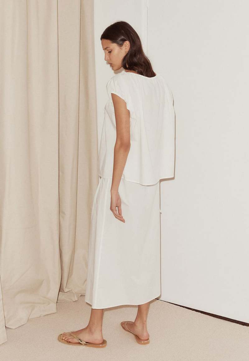 Deiji Studios Pin Tuck Skirt - White