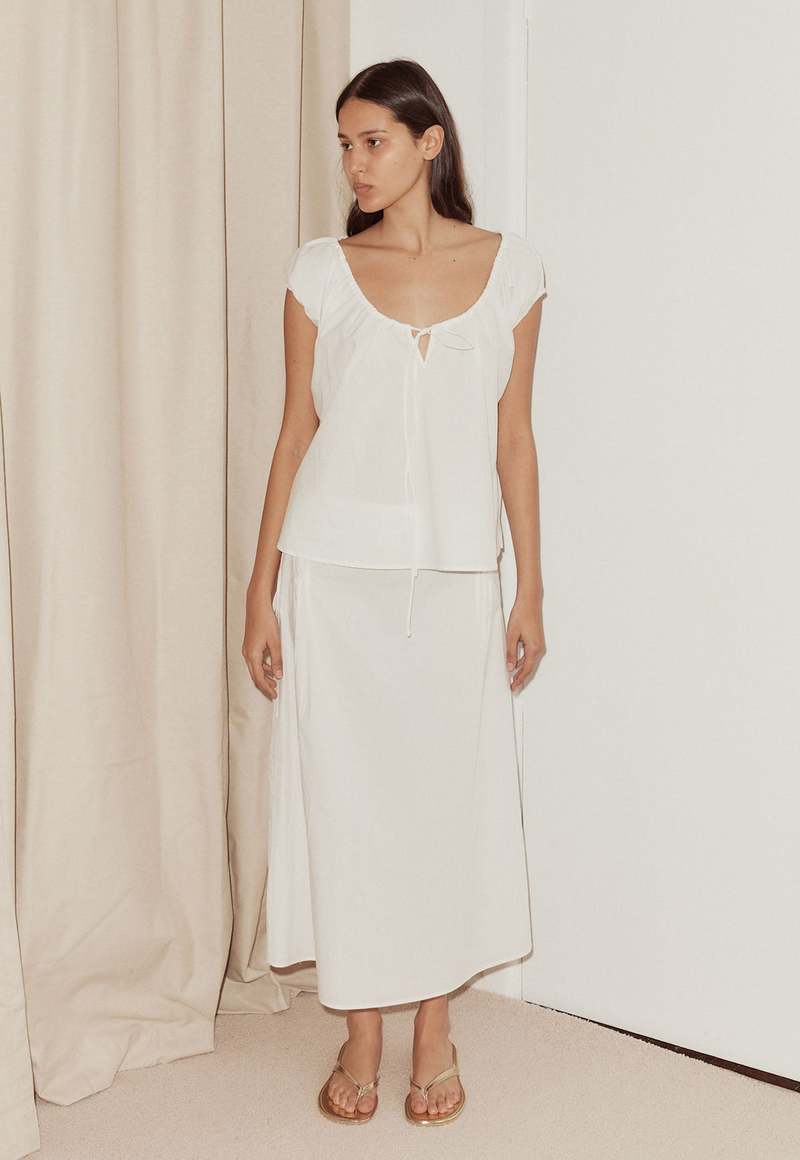 Deiji Studios Pin Tuck Skirt - White