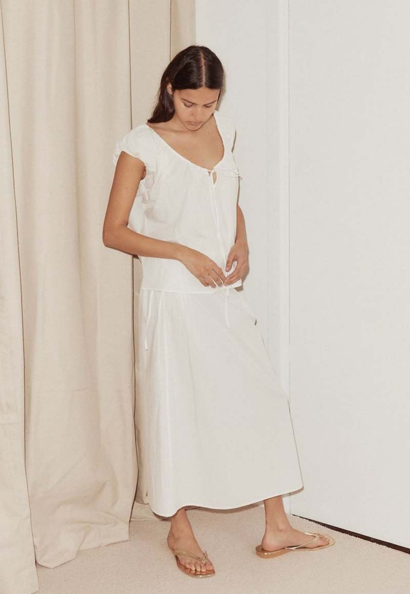 Deiji Studios Pin Tuck Skirt - White