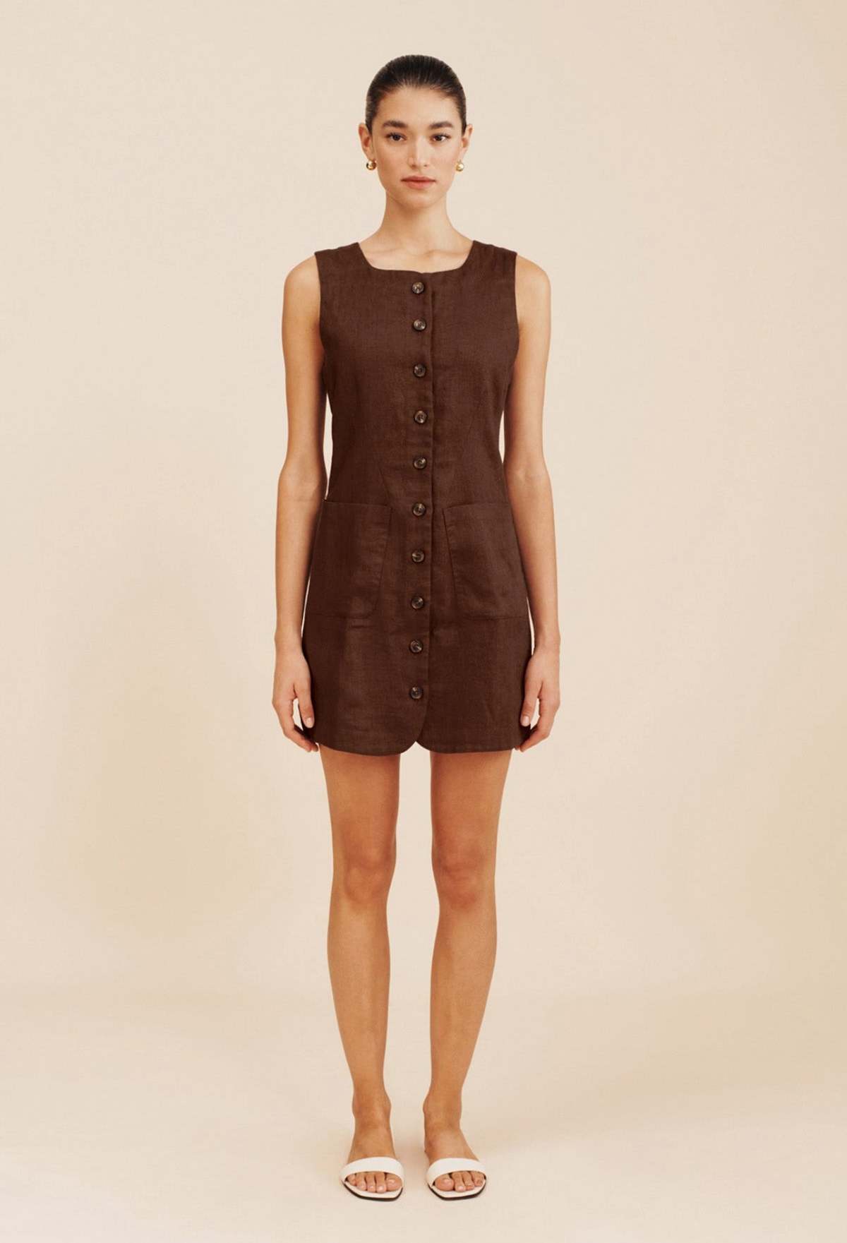 Posse Emma Button Down Dress - Chocolate | Garmentory