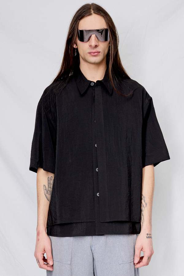 LE17SEPTEMBRE HOMME Double Layered Short Sleeve Shirt - Black