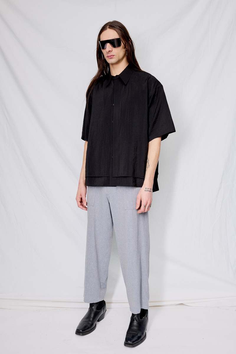LE17SEPTEMBRE HOMME Double Layered Short Sleeve Shirt - Black