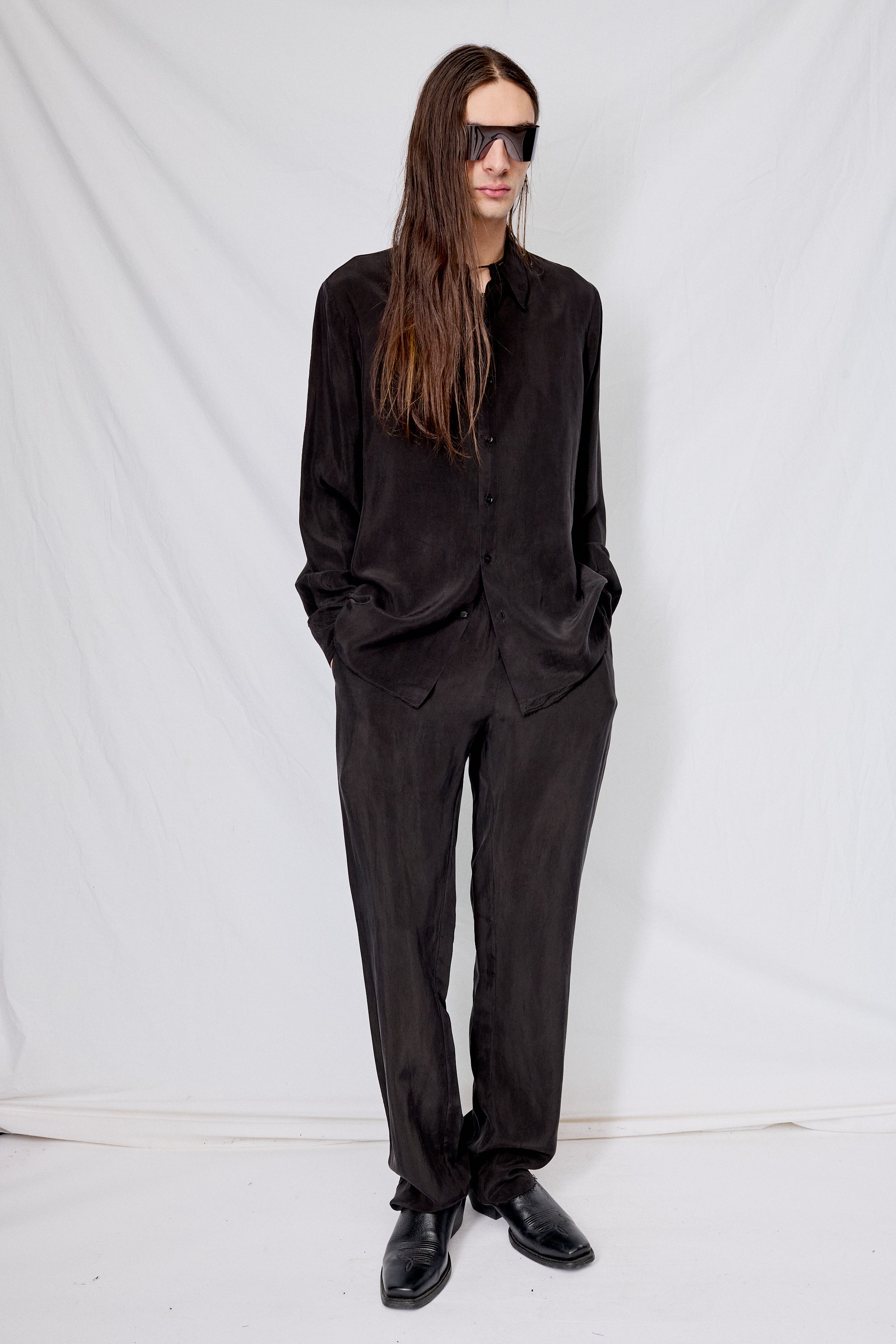 Gabriela Coll Garments No.197 Cupro Shirt - Black | Garmentory
