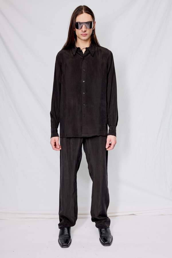 Gabriela Coll Garments No.260 Cupro Long Trousers - Black | Garmentory