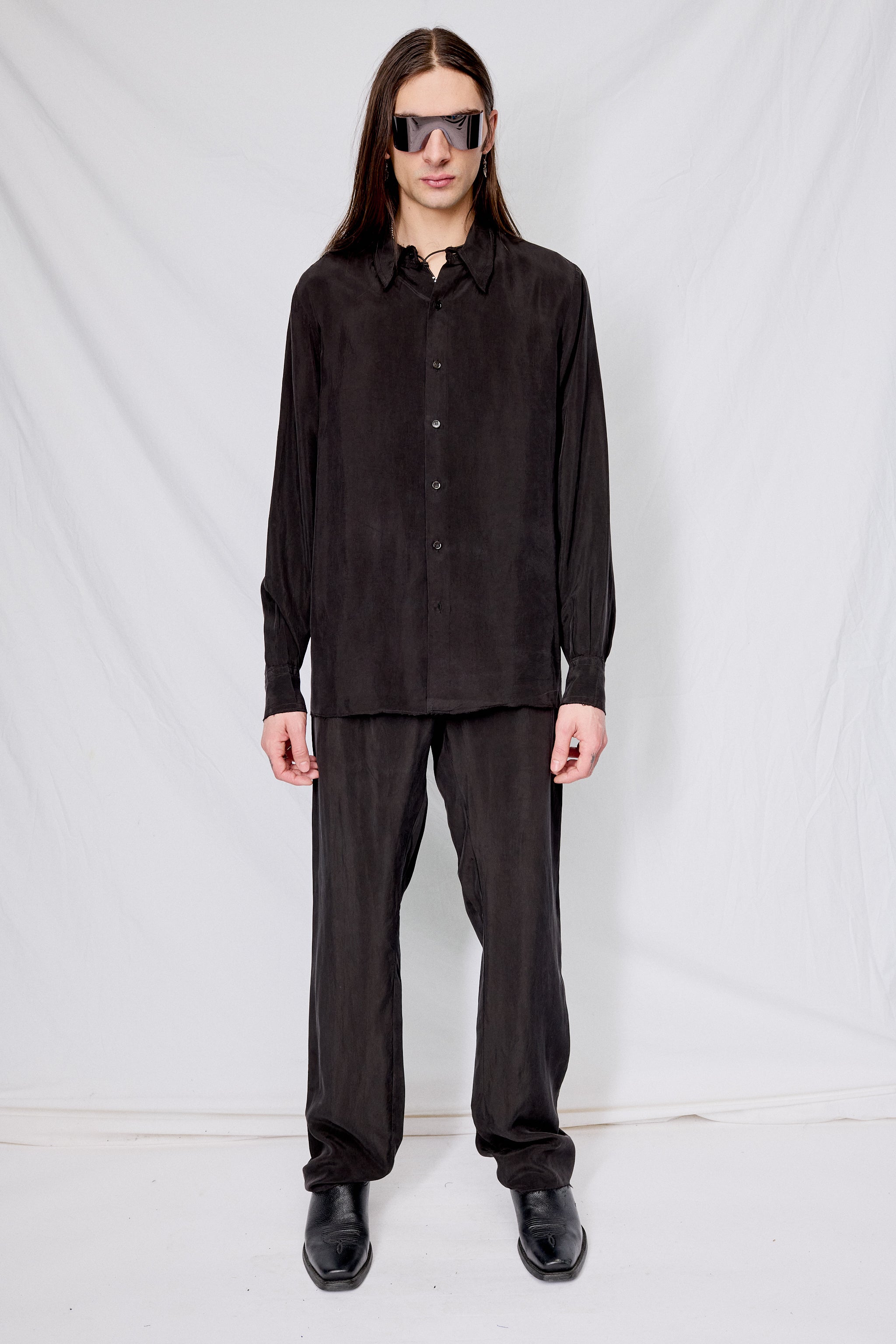 Gabriela Coll Garments No.260 Cupro Long Trousers - Black | Garmentory