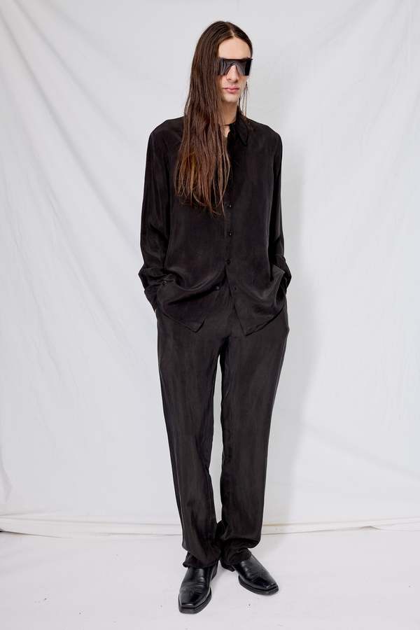 Gabriela Coll Garments No.260 Cupro Long Trousers - Black | Garmentory
