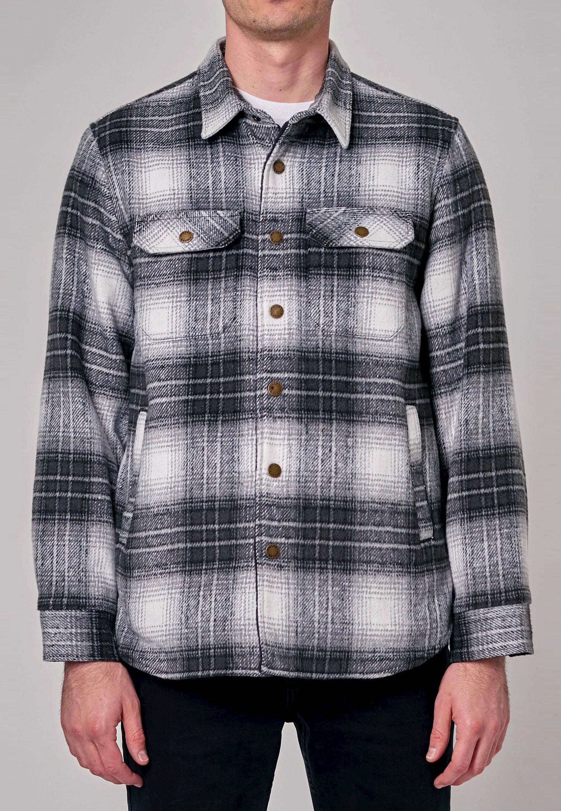 Rollas Men At Work Check Shacket Black Check Garmentory