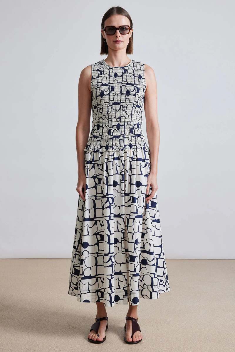 Apiece Apart Siempre Tank Maxi Dress - Klee Cream Circles Apiece Apart Siempre Tank Maxi Dress - Klee Cream Circles