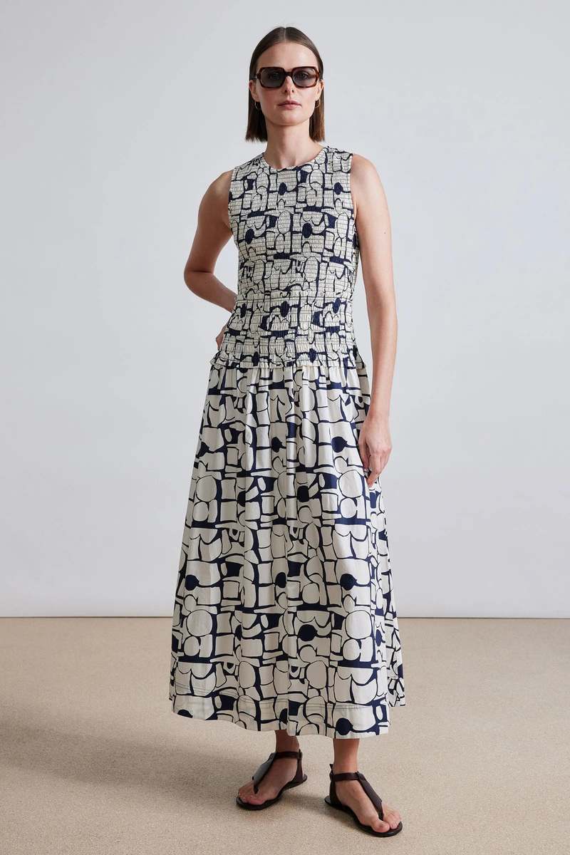 Apiece Apart Siempre Tank Maxi Dress - Klee Cream Circles Apiece Apart Siempre Tank Maxi Dress - Klee Cream Circles