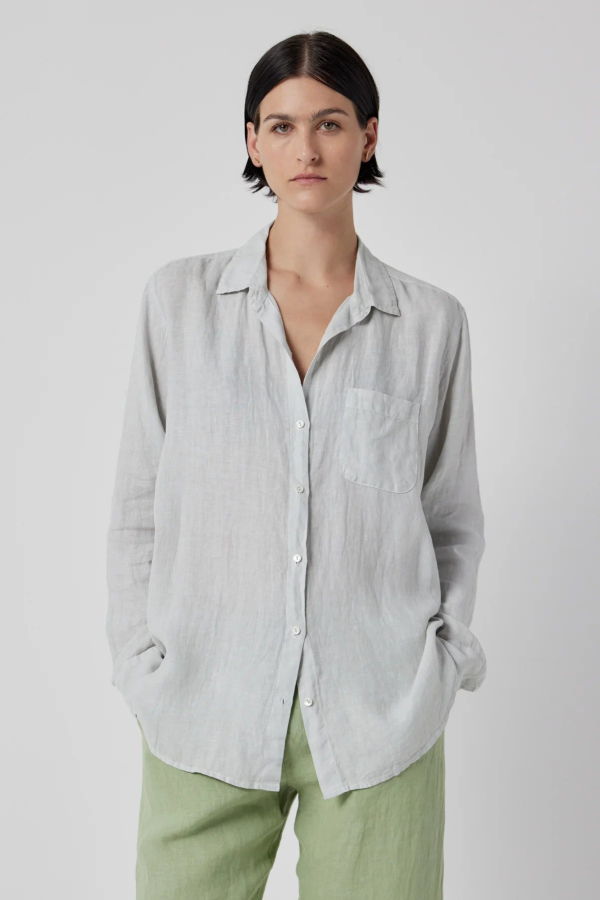 Velvet Mulhollan Linen Button Up Shirt - Cement