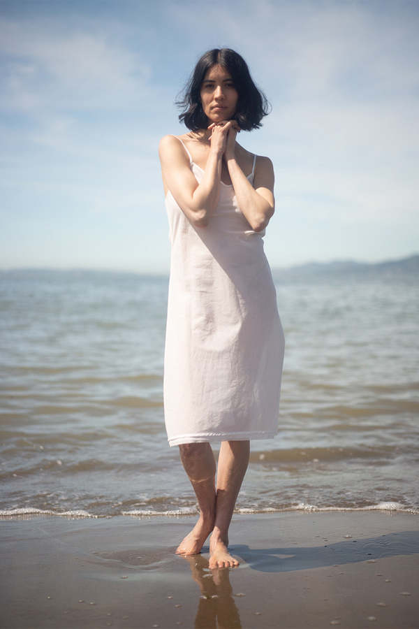cotton voile slip dress Greta Cotton Voile Slip Dress In White 0