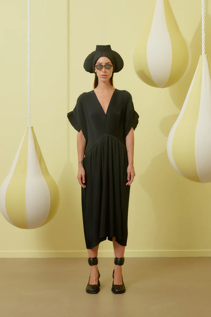 Henrik Vibskov Transit Plisse Dress - Black | Garmentory