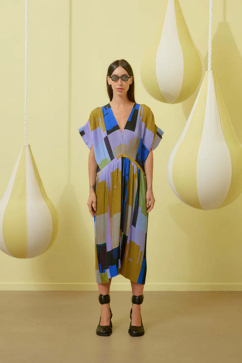 Henrik Vibskov Transit Plisse Dress - Boxes Overlap | Garmentory