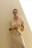 Erica Tanov Pima Cotton V Neck Cocoon Sweater - Natural - Thumbnail 1
