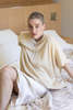 Erica Tanov Pima Cotton V Neck Cocoon Sweater - Natural - Thumbnail 4