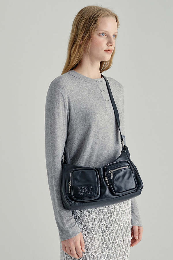 Marge Sherwood OUTPOCKET HOBO - GLOSSY BLACK