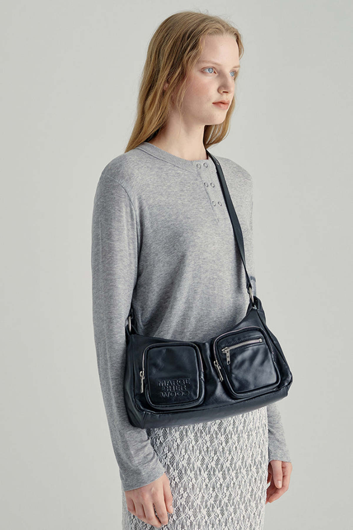 Marge Sherwood OUTPOCKET HOBO - GLOSSY BLACK - Image 1 of 9