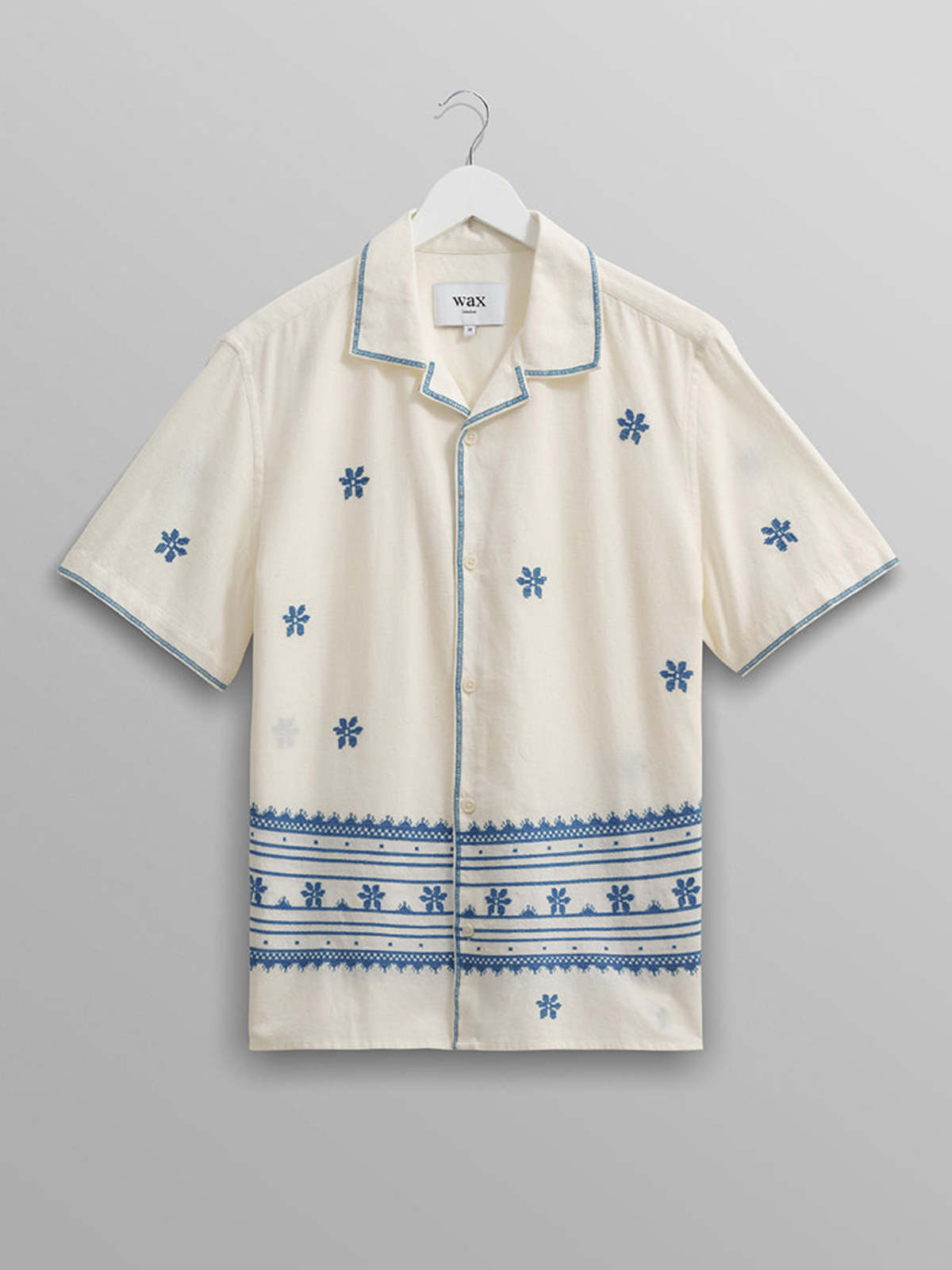 Wax London Didcot Shirt - Daisy Embroidery Ecru/Blue - Image 1 of 5