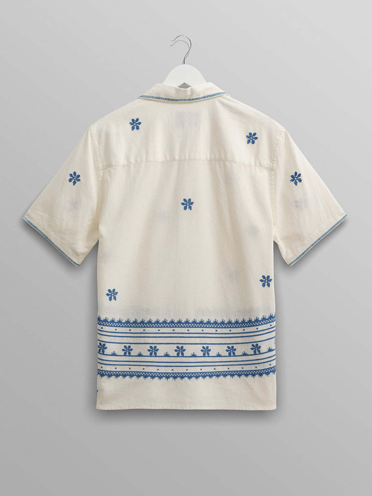 Wax London Didcot Shirt - Daisy Embroidery Ecru/Blue - Image 2 of 5