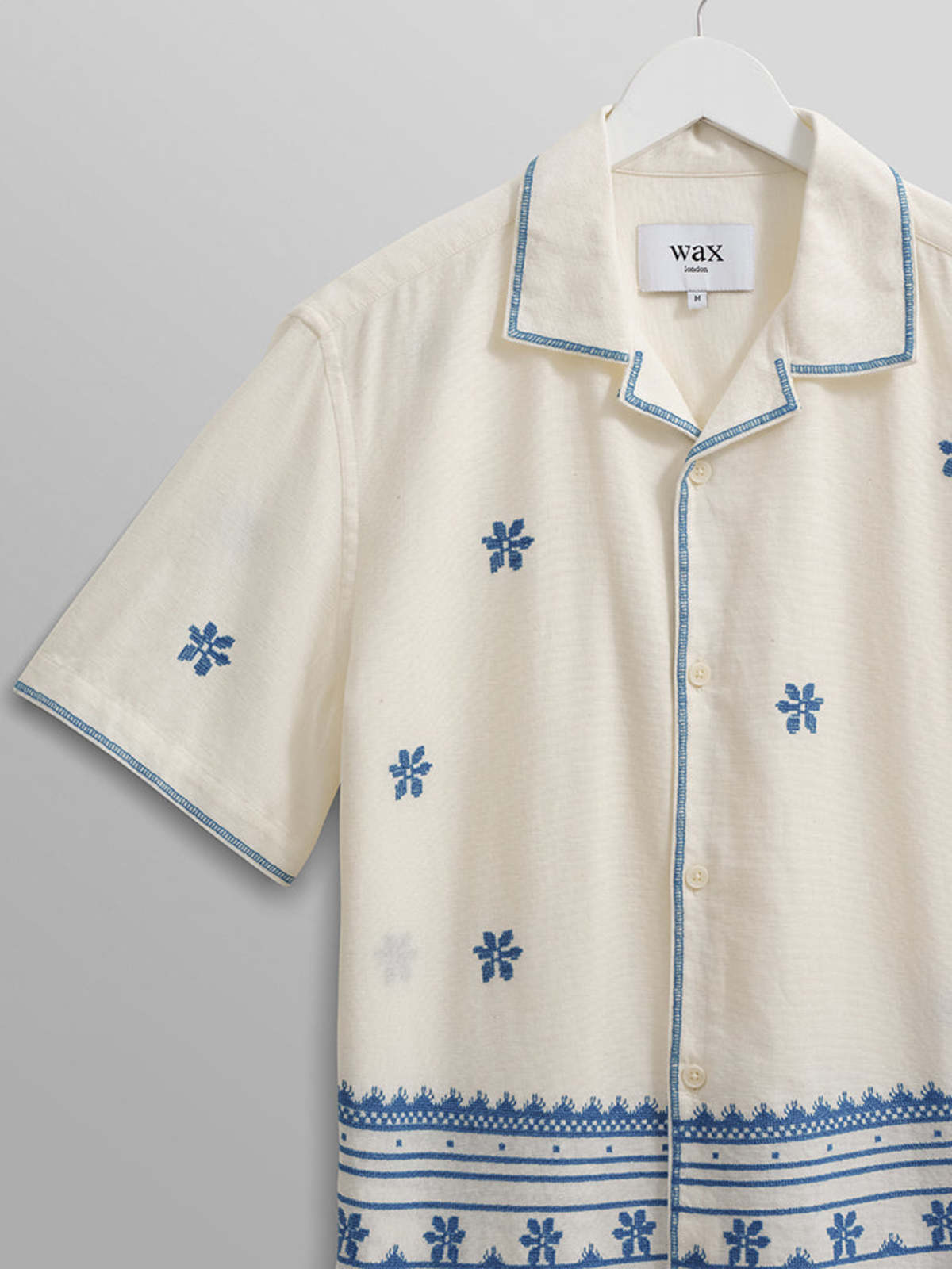 Wax London Didcot Shirt - Daisy Embroidery Ecru/Blue - Image 3 of 5