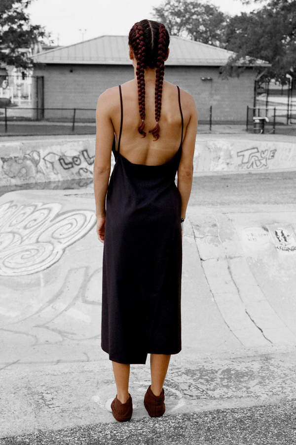 Baserange Yumi Apron Dress - Black Silk | Garmentory