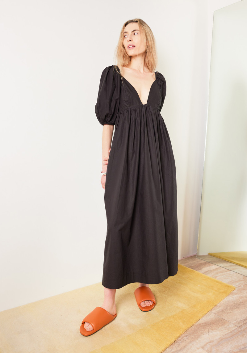 GANNI Cotton Poplin Maxi Dress Ganni Cotton Poplin Long Dress - Black | Garmentory