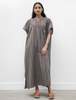 CristaSeya  Light Cotton Caftan - Striped Black/Noisette - Thumbnail 1