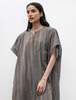 CristaSeya  Light Cotton Caftan - Striped Black/Noisette - Thumbnail 2