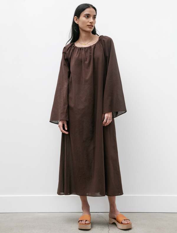 CristaSeya Gathered Dress - Dark Brown