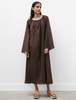 CristaSeya Gathered Dress - Dark Brown - Thumbnail 1