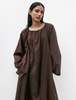 CristaSeya Gathered Dress - Dark Brown - Thumbnail 2