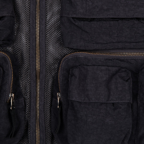 Boiler Room Mesh Zip Up Cargo Vest Black