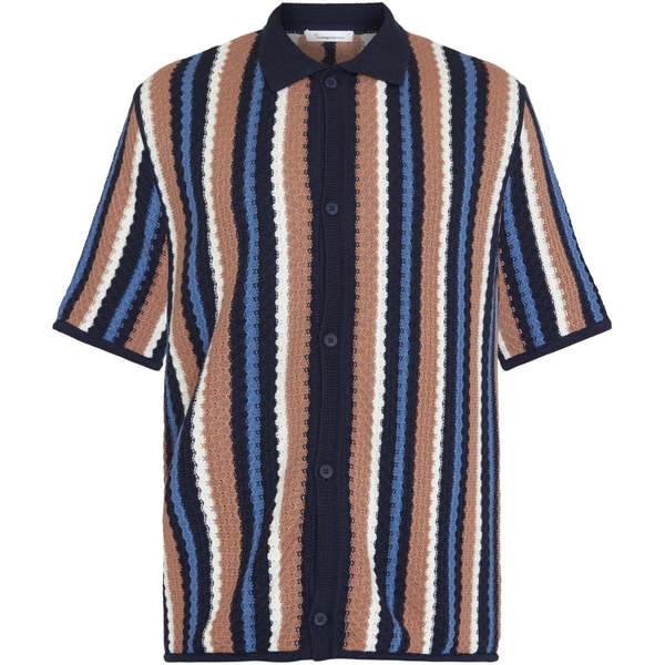 knowledge cotton apparel Loose short sleeve striped knitted