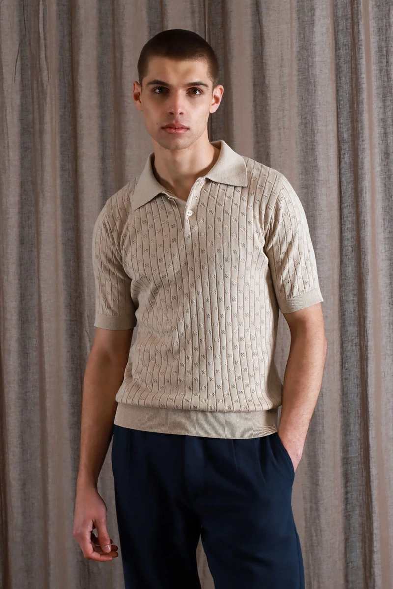 Far Afield Jacobs Lace Polo - Peyote Sand Far Afield Jacobs Lace Polo - Peyote Sand