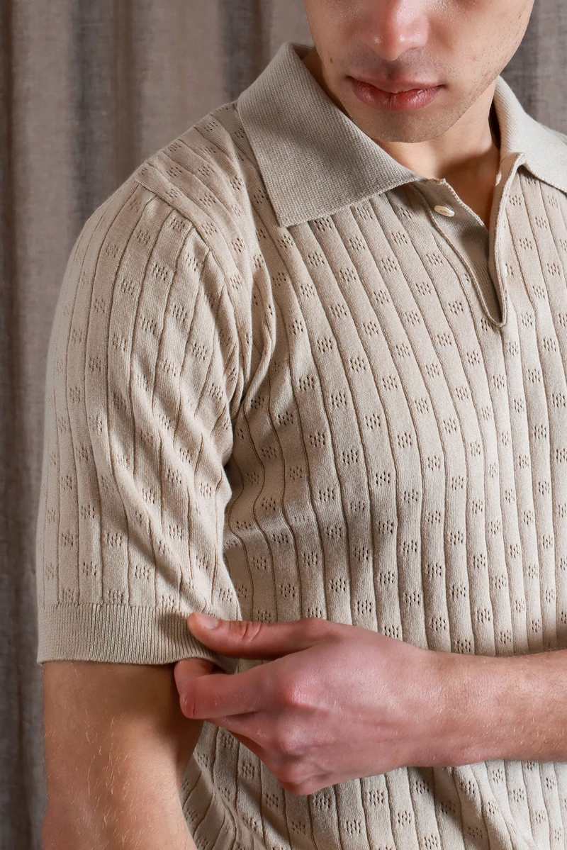 Far Afield Jacobs Lace Polo - Peyote Sand Far Afield Jacobs Lace Polo - Peyote Sand