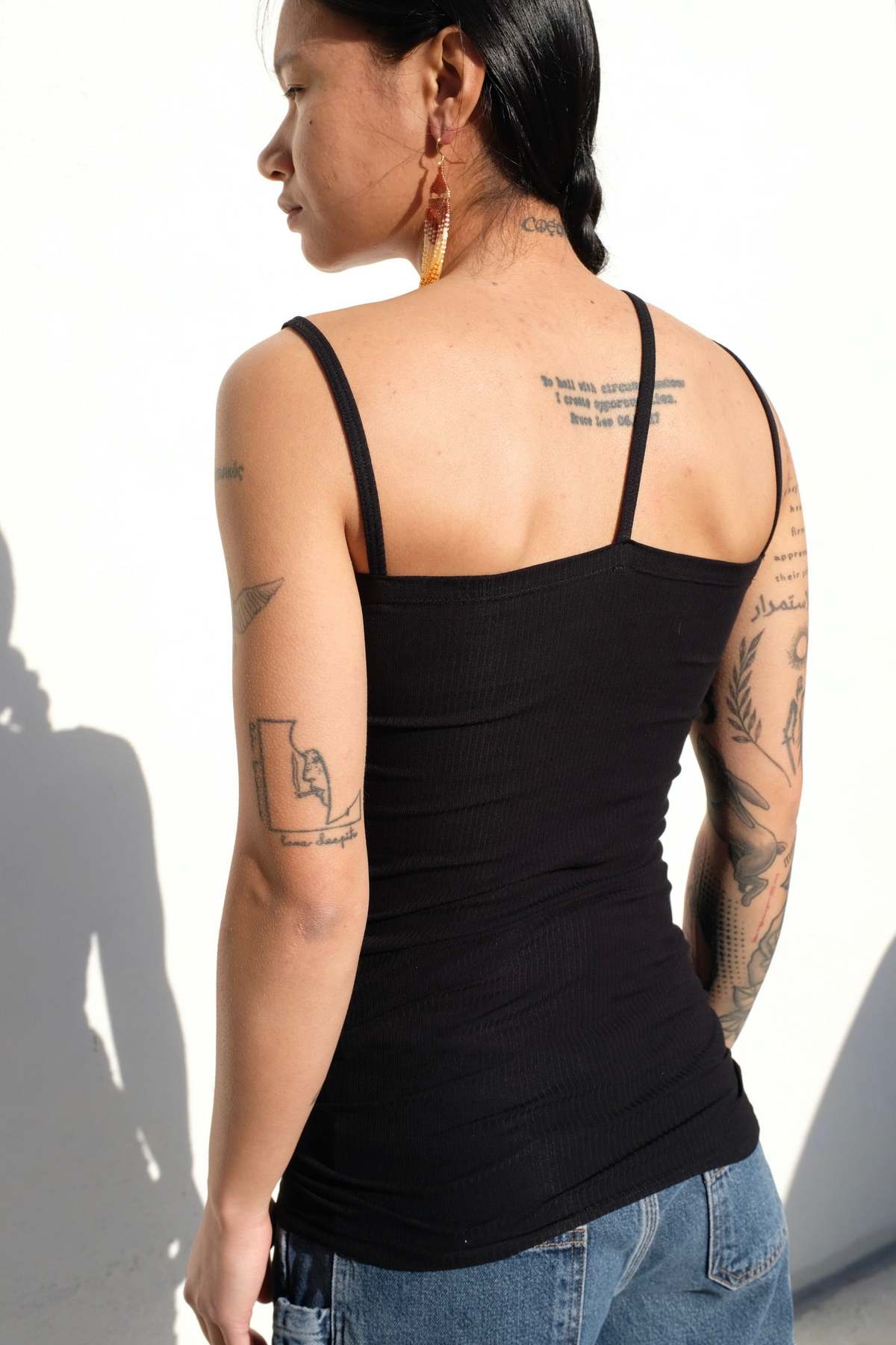 baserange NIDA TANK カーキ Sサイズ Nida Tank in Jade Brown | Fine organic cotton rib | en
