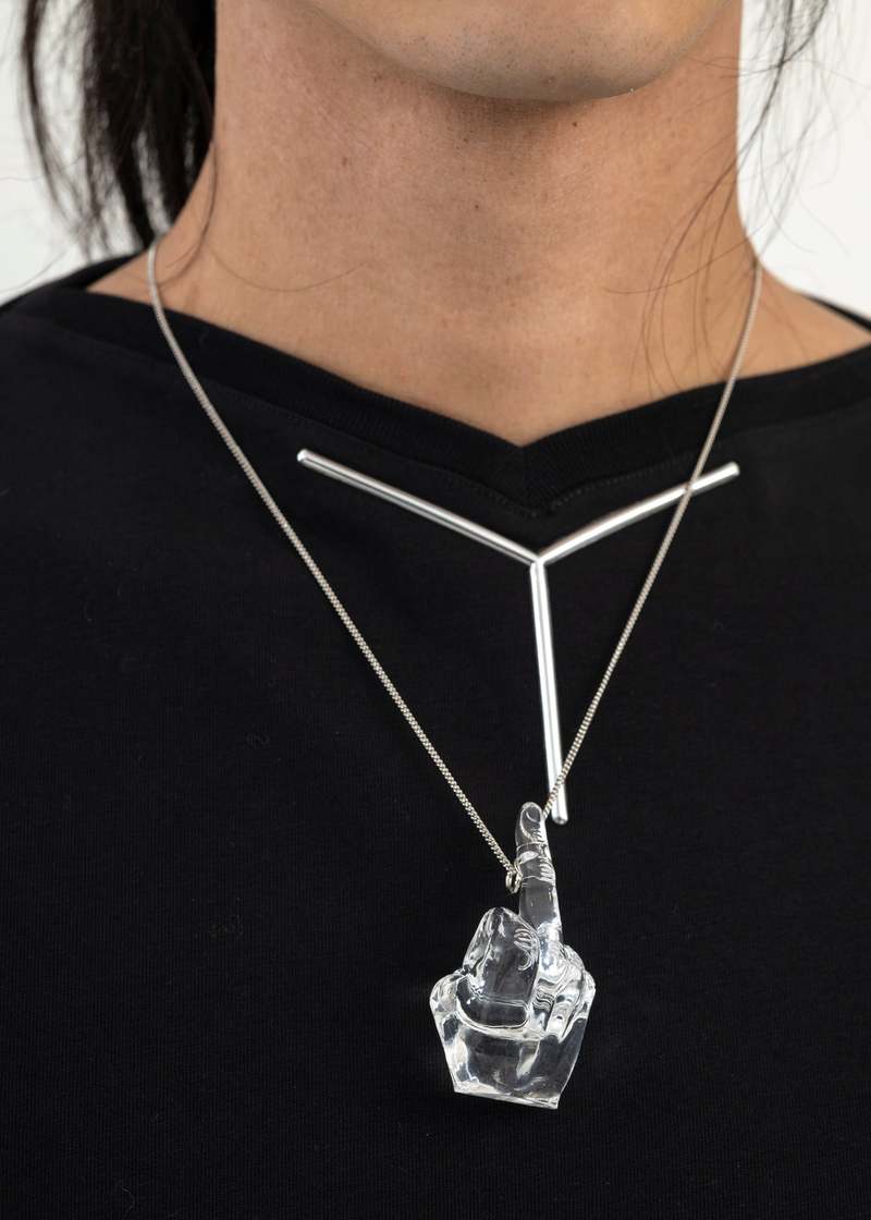 Y/PROJECT Mini FUCK U ネックレス Y/project Fuck U Pendant Necklace - Silver | Garmentory