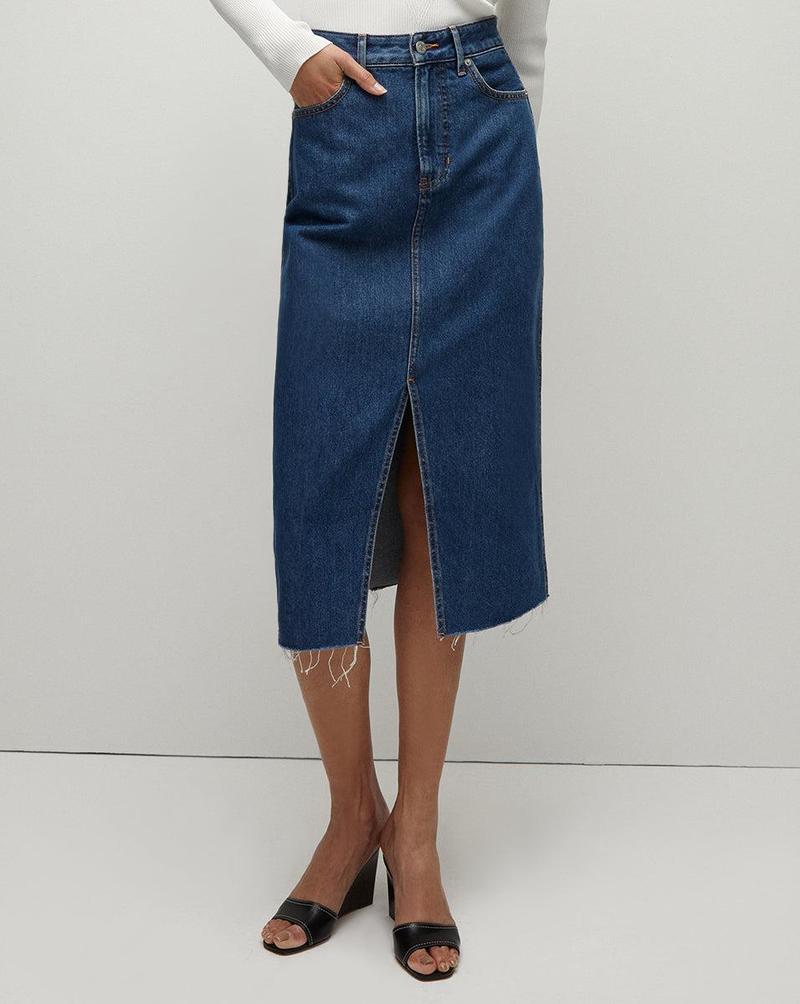 関税,送料無料Veronica Beard Victoriaデニムタイトスカート Victoria Denim Skirt - Stoned Bright Blue | Garmentory