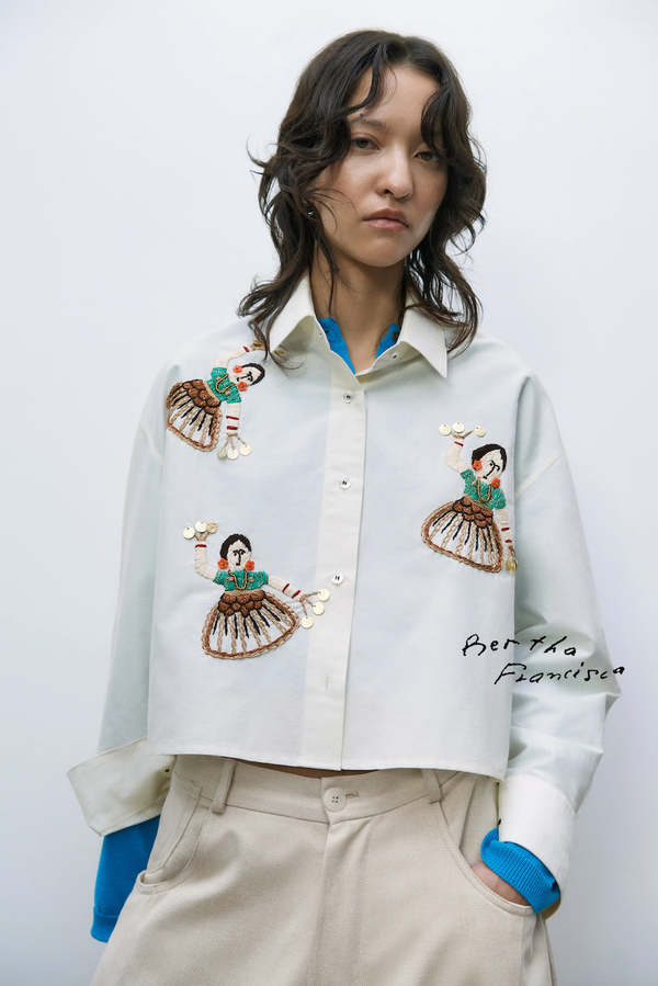 Cordera Danza Hand Embroidered Shirt - White