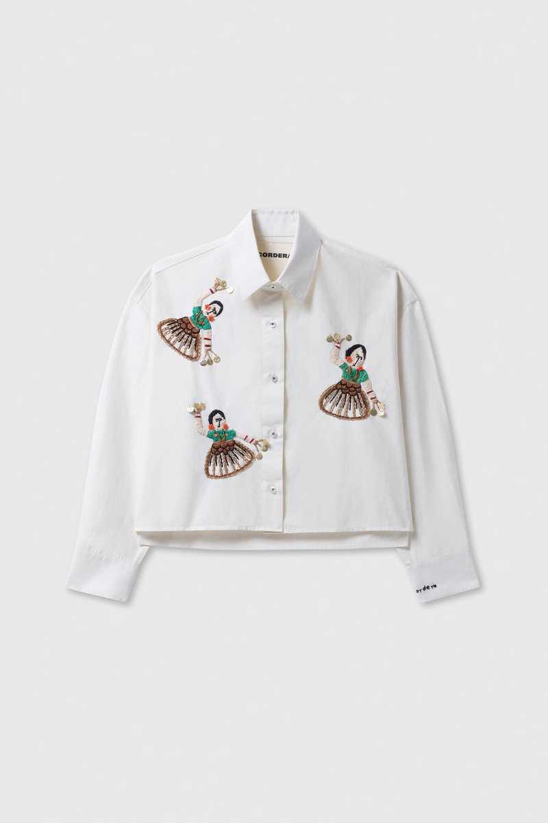 Cordera Danza Hand Embroidered Shirt - White