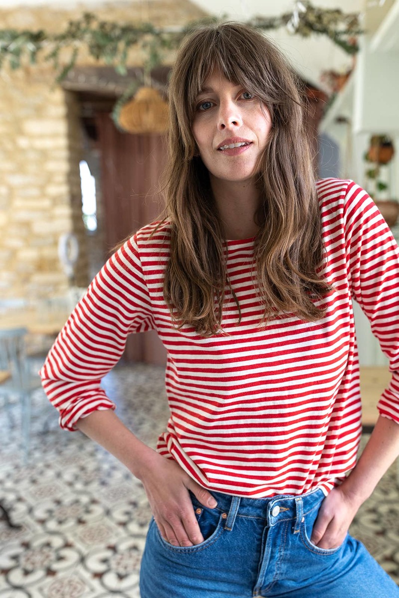 Ivy Sadie Slub Top - Red/Ecru Stripe Ivy Sadie Slub Top - Red/Ecru Stripe