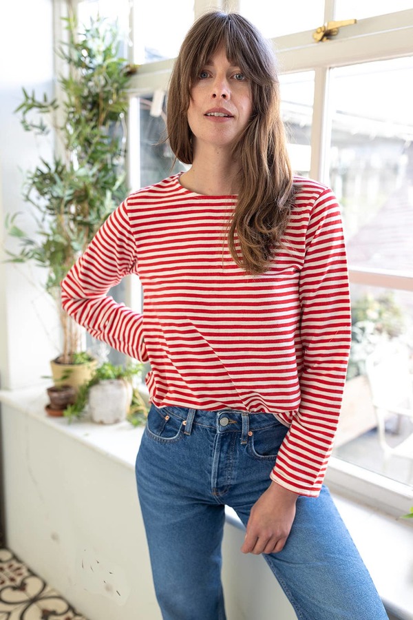 Ivy Sadie Slub Top - Red/Ecru Stripe Ivy Sadie Slub Top - Red/Ecru Stripe