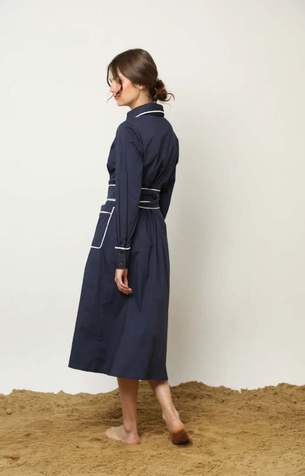 Kleid Cecile Midi Shirt Dress - Navy | Garmentory