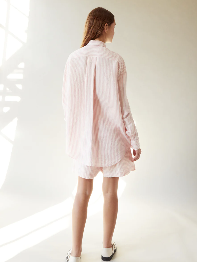 Caron Callahan Francine Linen Shirt - Pink Stripe Caron Callahan Francine Linen Shirt - Pink Stripe
