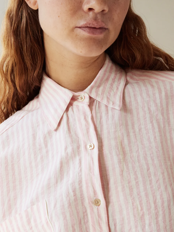 Caron Callahan Francine Linen Shirt - Pink Stripe Caron Callahan Francine Linen Shirt - Pink Stripe
